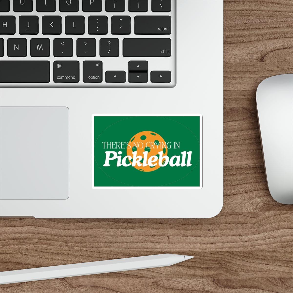 "There's No Crying in Pickleball" Die-Cut Pickleball Stickers - Durable Vinyl for Indoor & Outdoor Use - 5 Sizes Available