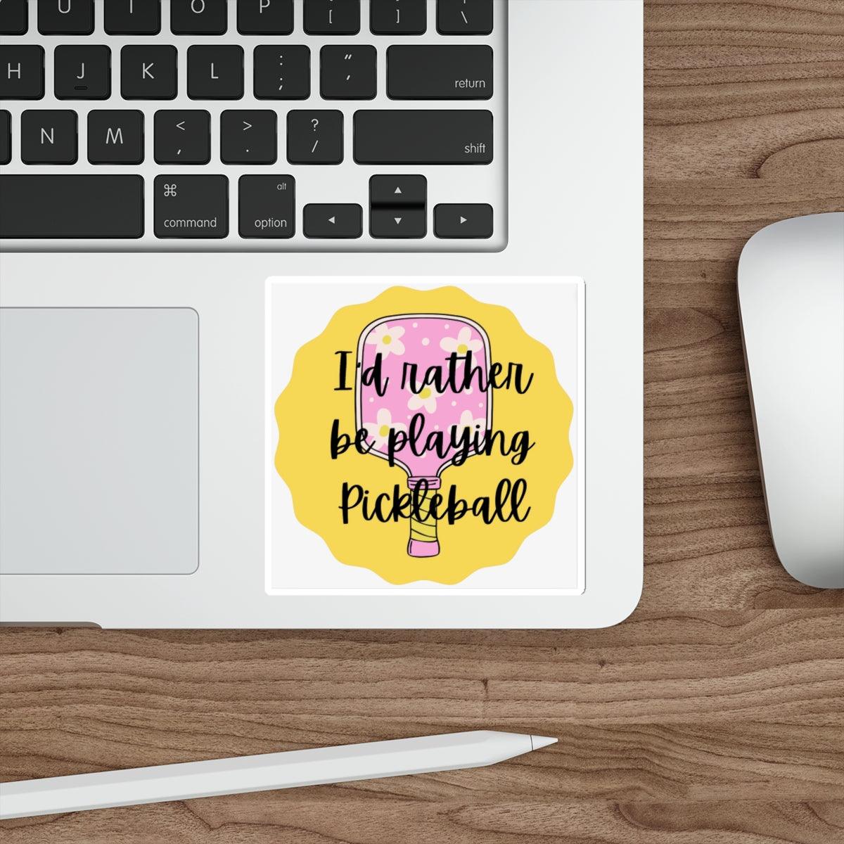 "I'd Rather Be Playing Pickleball" Die-Cut Pickleball Stickers - Durable Vinyl for Indoor & Outdoor Use - 5 Sizes Available