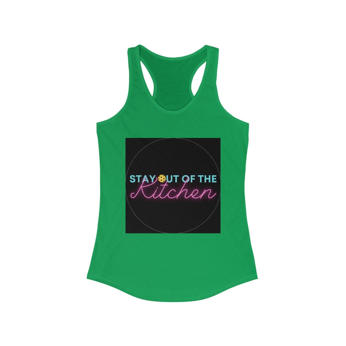 "Stay Out of The Kitchen" Women's Ideal Racerback Pickleball Tank | Lightweight for Active Pickleball Lifestyle | 6 Sizes, 17 Colors