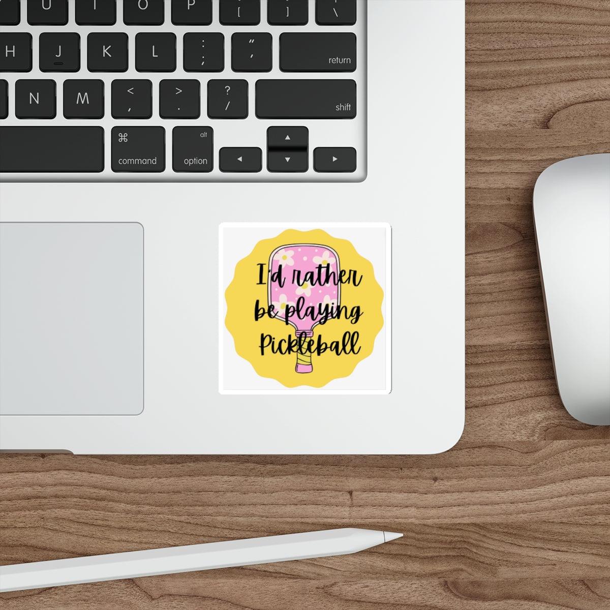 "I'd Rather Be Playing Pickleball" Die-Cut Pickleball Stickers - Durable Vinyl for Indoor & Outdoor Use - 5 Sizes Available