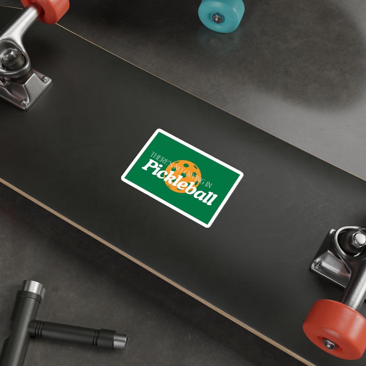 "There's No Crying in Pickleball" Die-Cut Pickleball Stickers - Durable Vinyl for Indoor & Outdoor Use - 5 Sizes Available