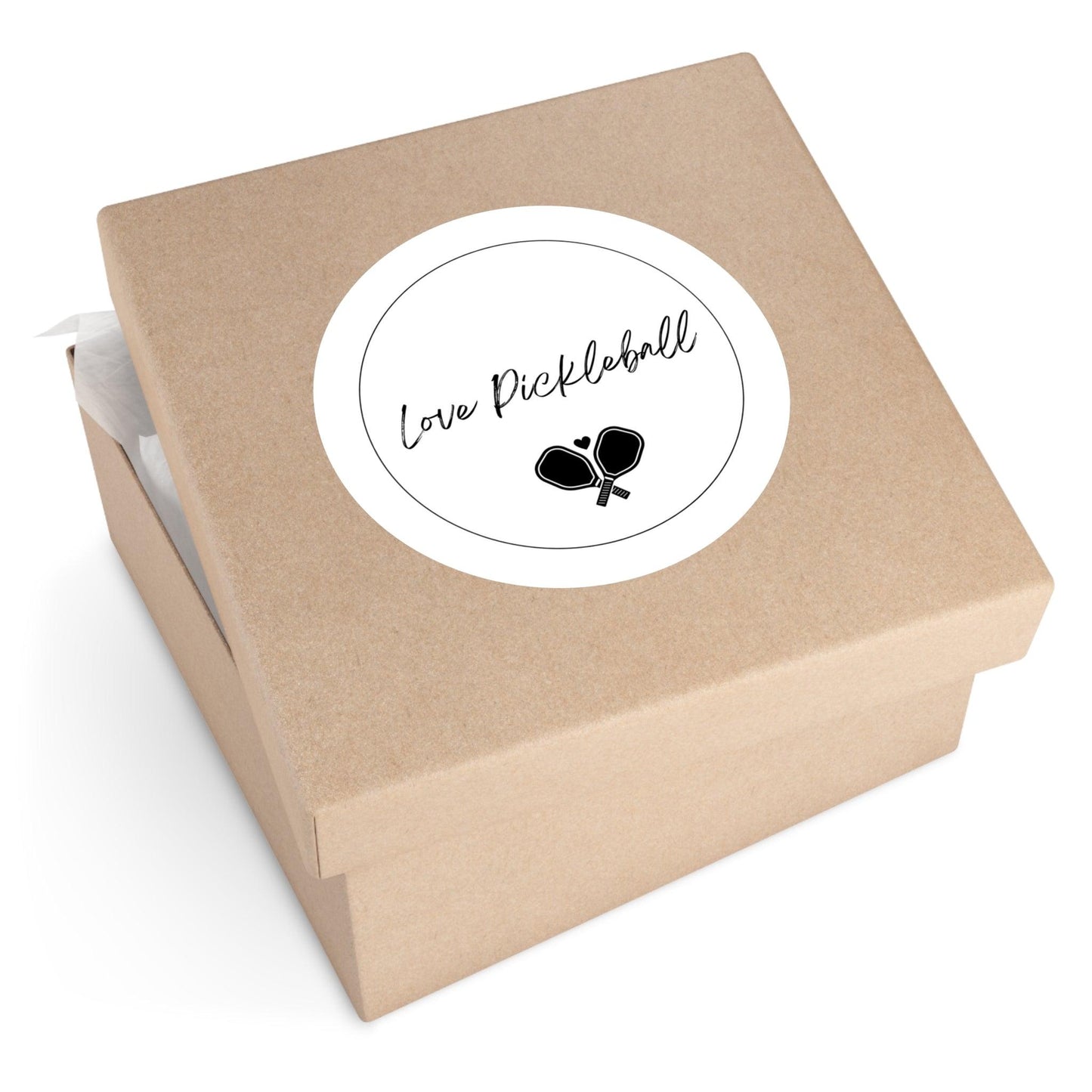 "Love Pickleball" Round Pickleball Stickers - Durable Vinyl for Indoor & Outdoor Use - 5 Sizes Available