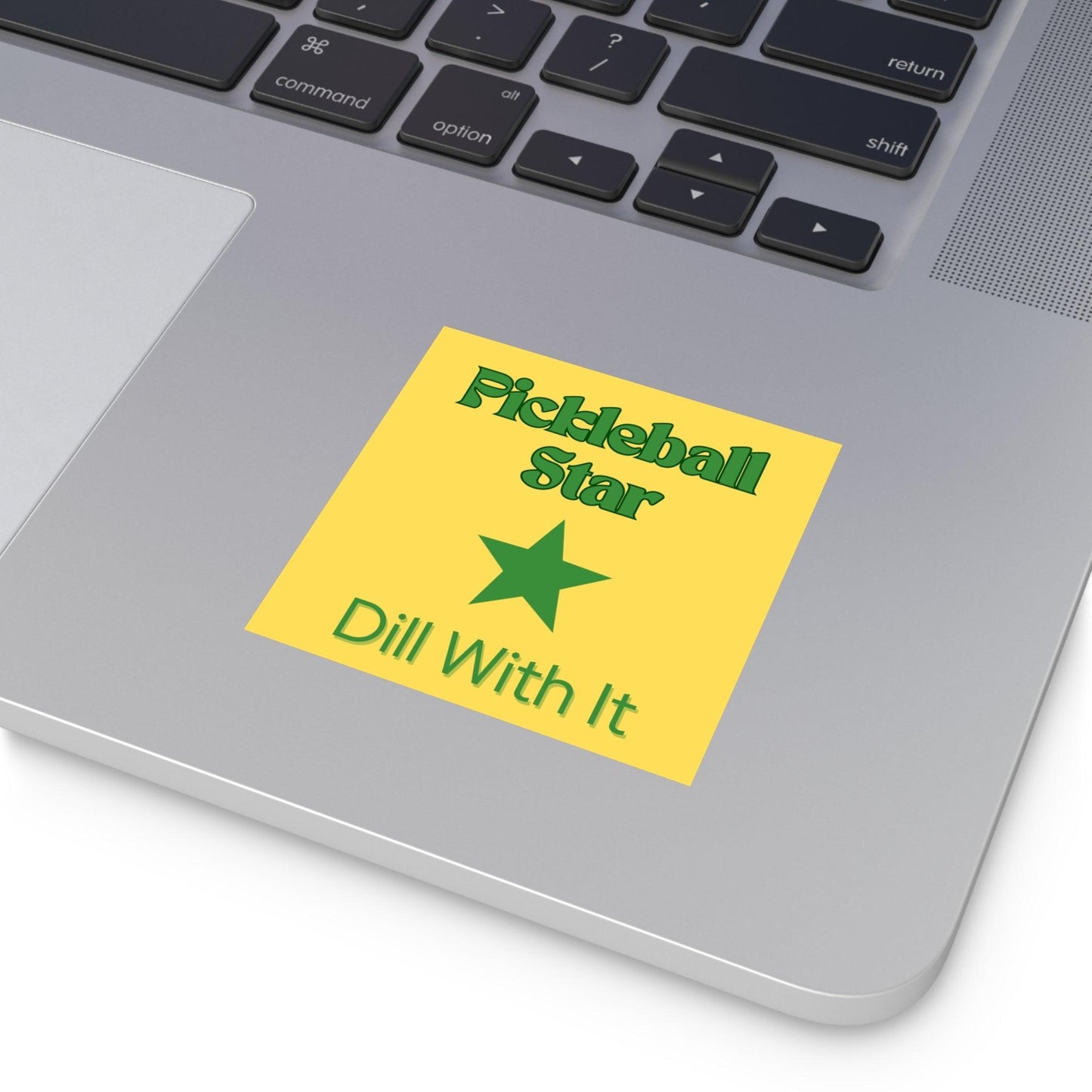 "Pickleball Star - Dill With It" Square Pickleball Stickers, Indoor\Outdoor, 5 Sizes