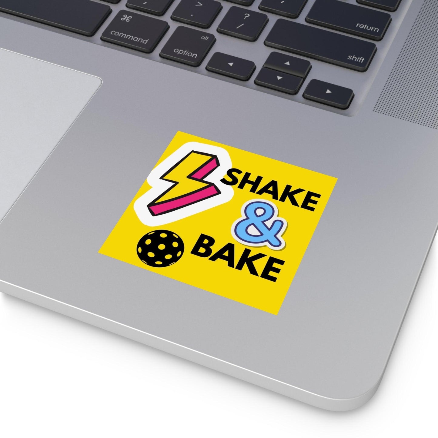 "Shake & Bake" Square Pickleball Stickers, Indoor\Outdoor, 5 Sizes