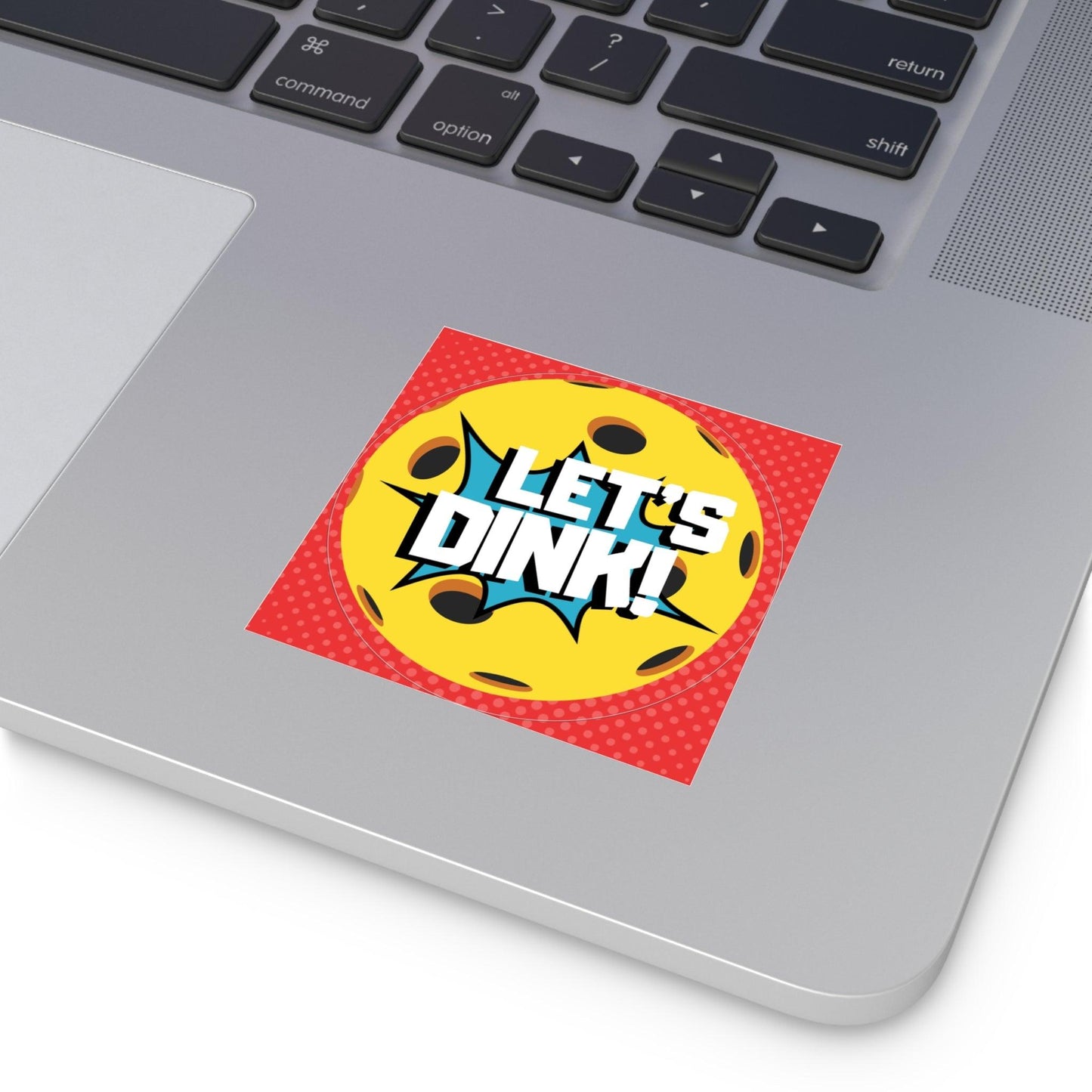 "Let's Dink" Square Pickleball Stickers, Indoor\Outdoor, 5 Sizes
