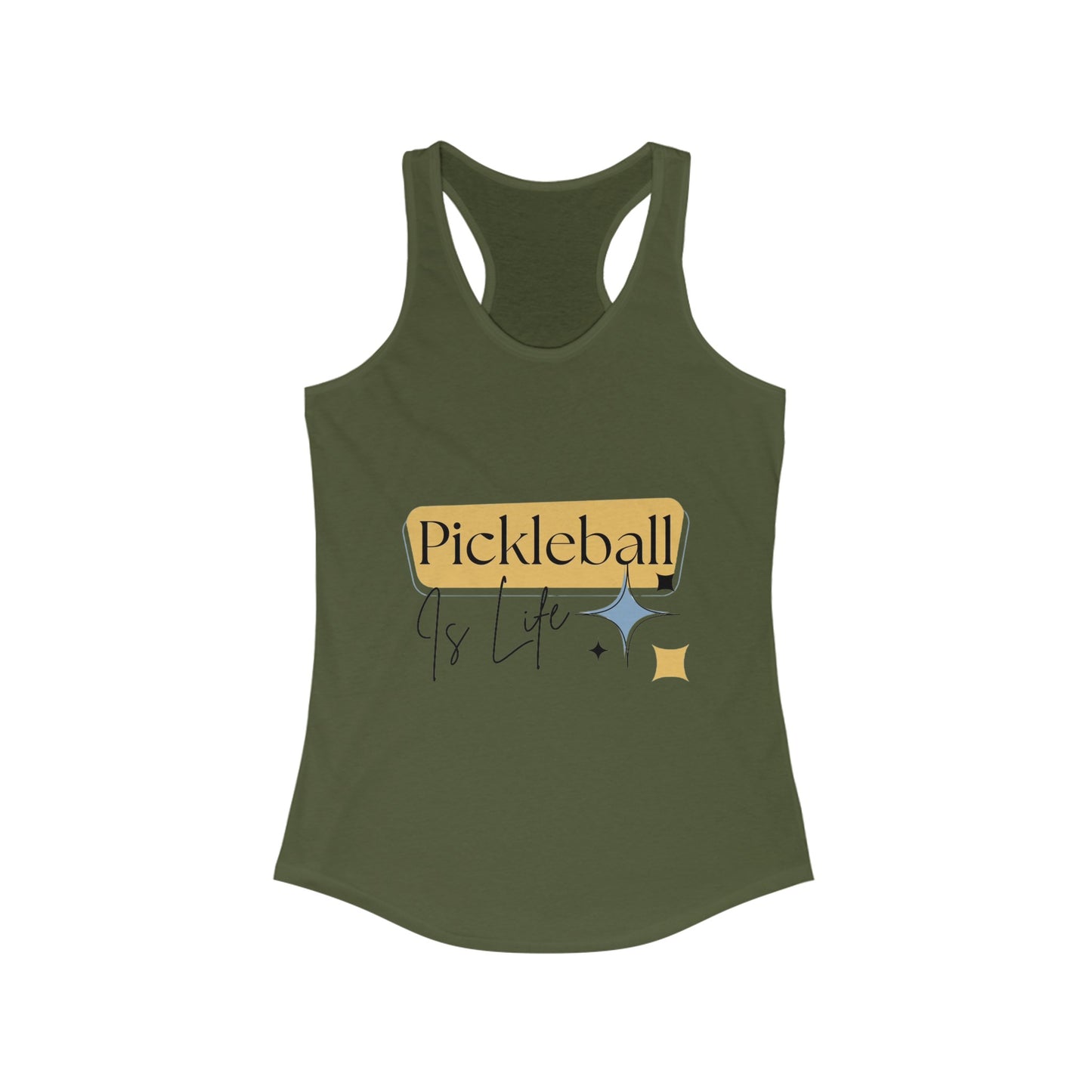 "Pickleball is Life" Women's Ideal Racerback Pickleball Tank | Lightweight for Active Pickleball Lifestyle | 6 Sizes, 17 Colors