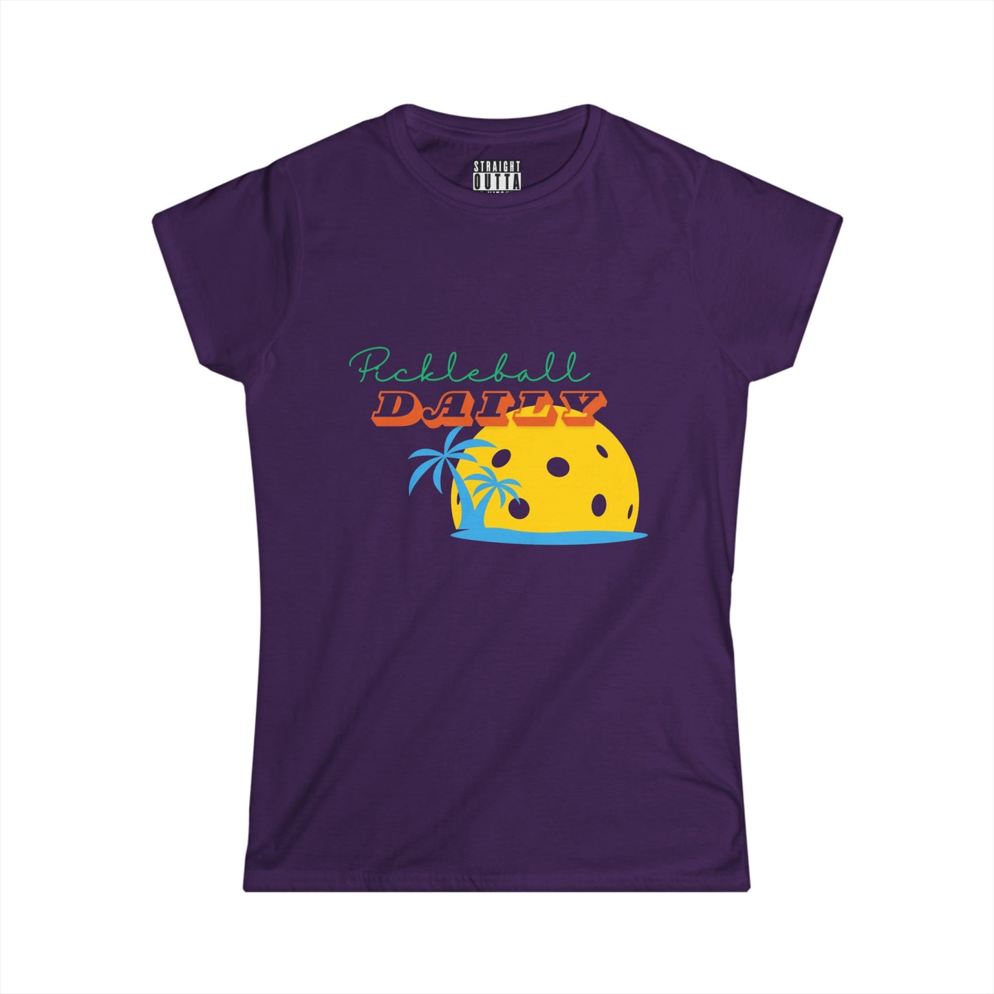 "Pickleball Daily" Women's Softstyle T-Shirt – Premium Cotton, 14 Colors, S-XXL