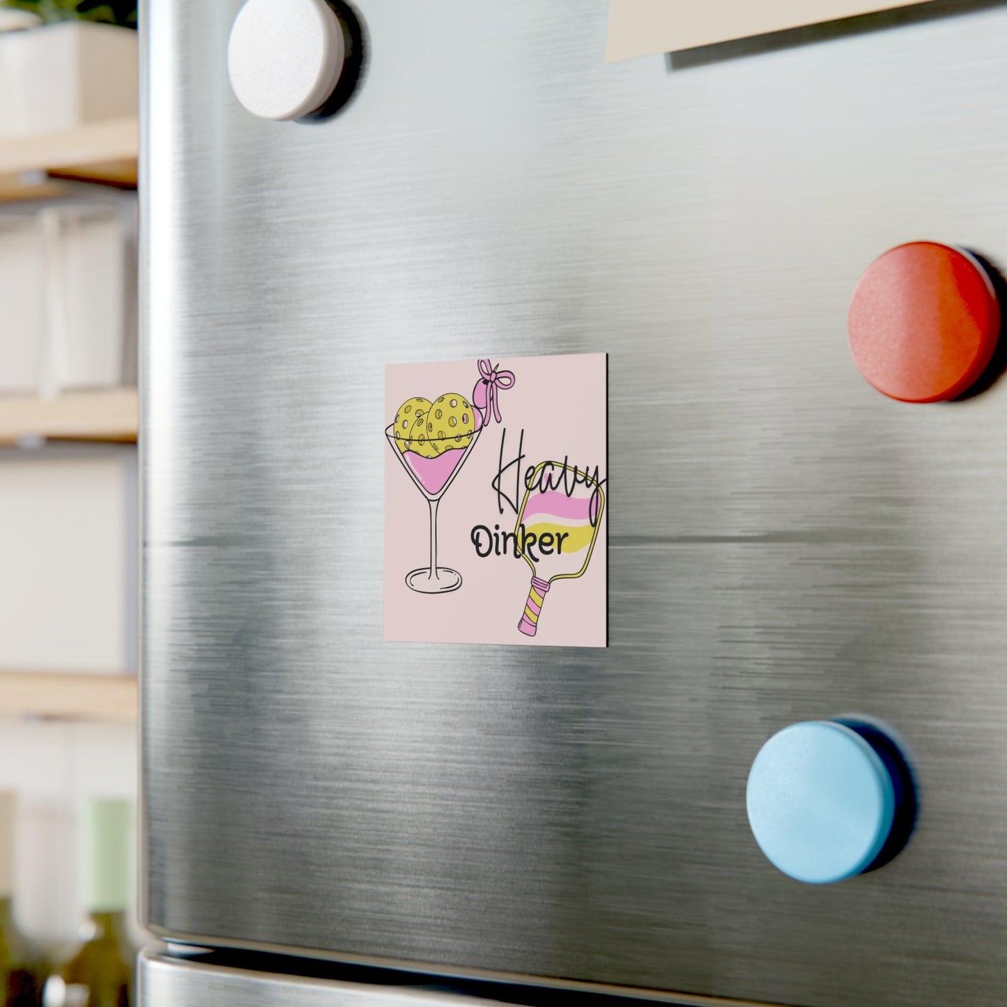 "Heavy Dinker" Square Pickleball Magnets, Indoor\Outdoor, 2 Sizes
