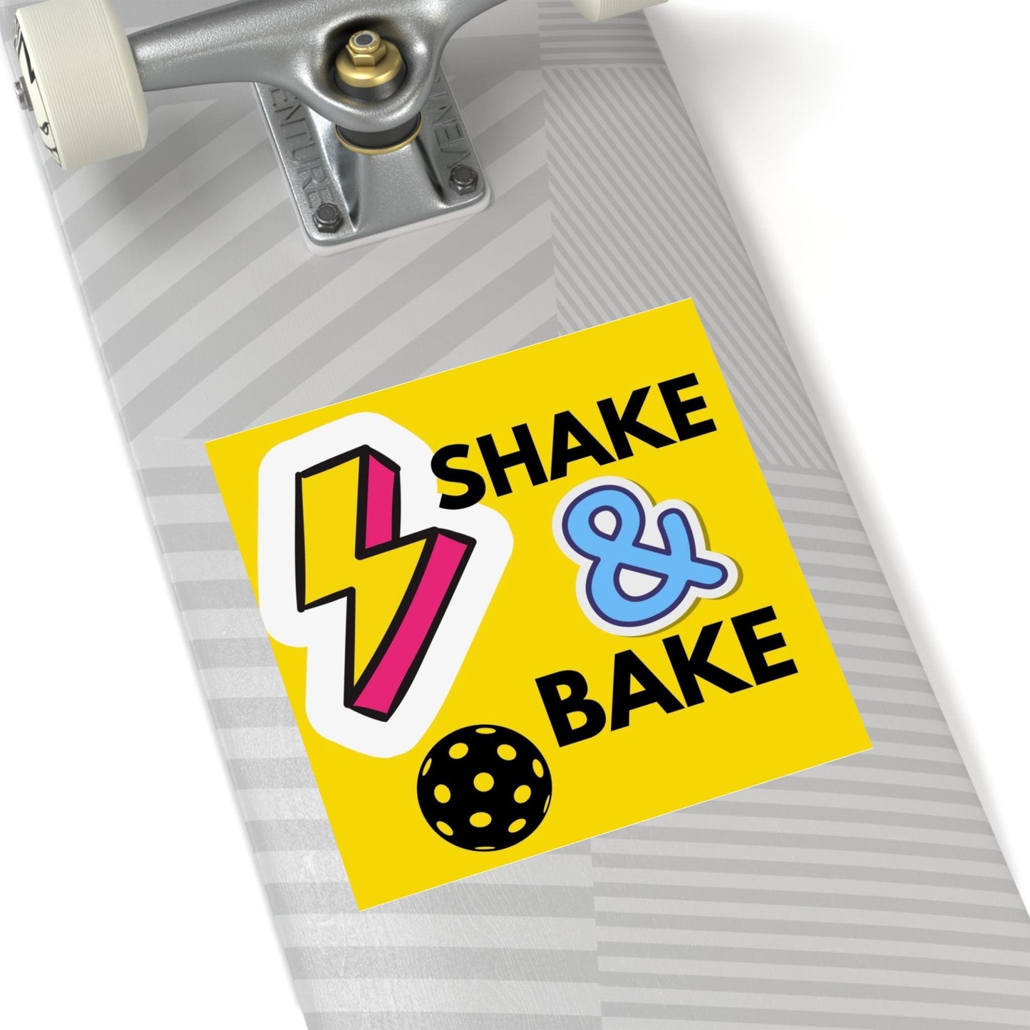 "Shake & Bake" Square Pickleball Stickers, Indoor\Outdoor, 5 Sizes