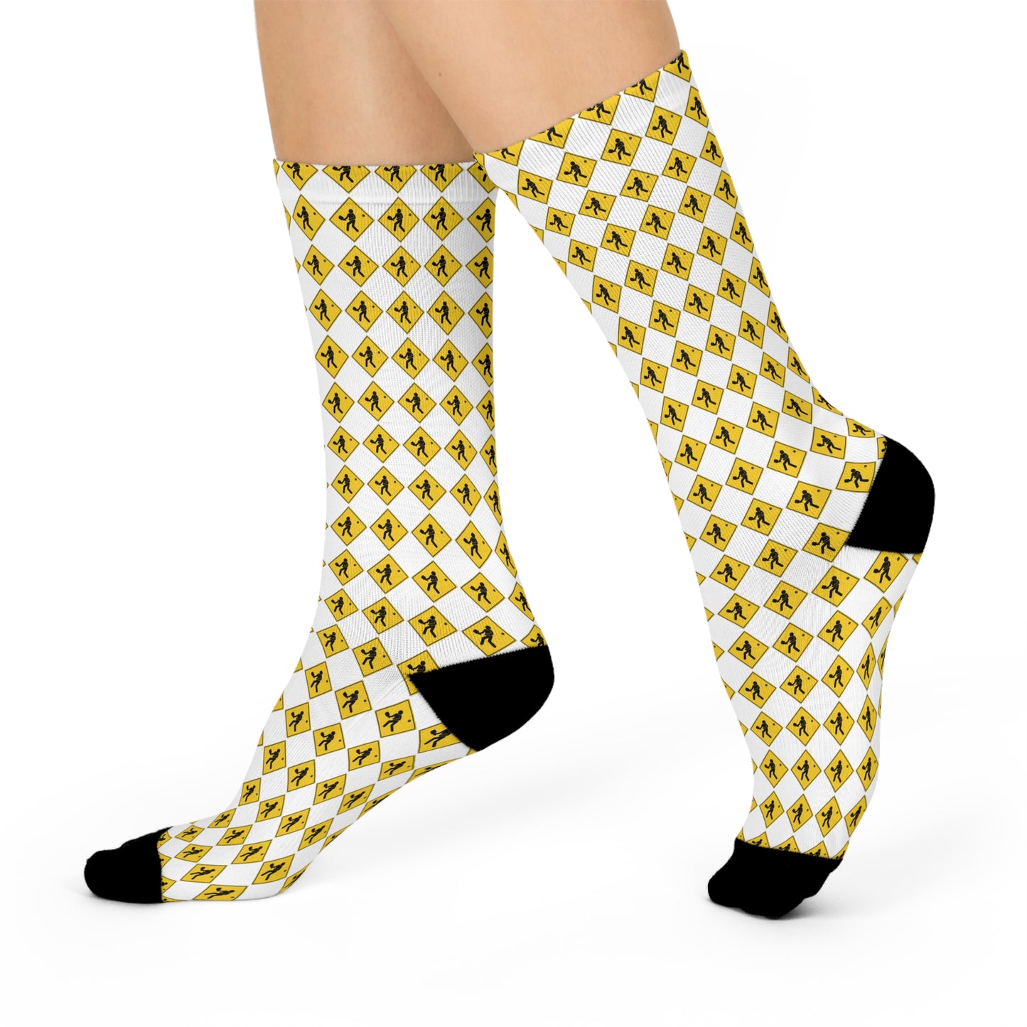 Pickleball Road Sign Cushioned Crew Socks