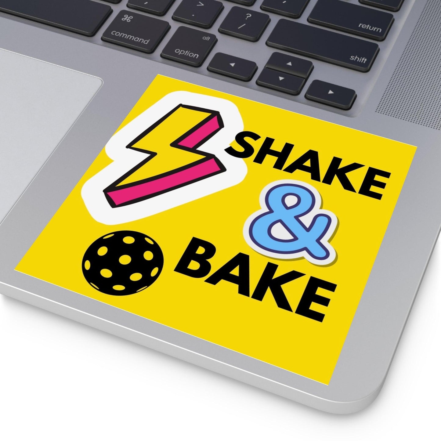 "Shake & Bake" Square Pickleball Stickers, Indoor\Outdoor, 5 Sizes