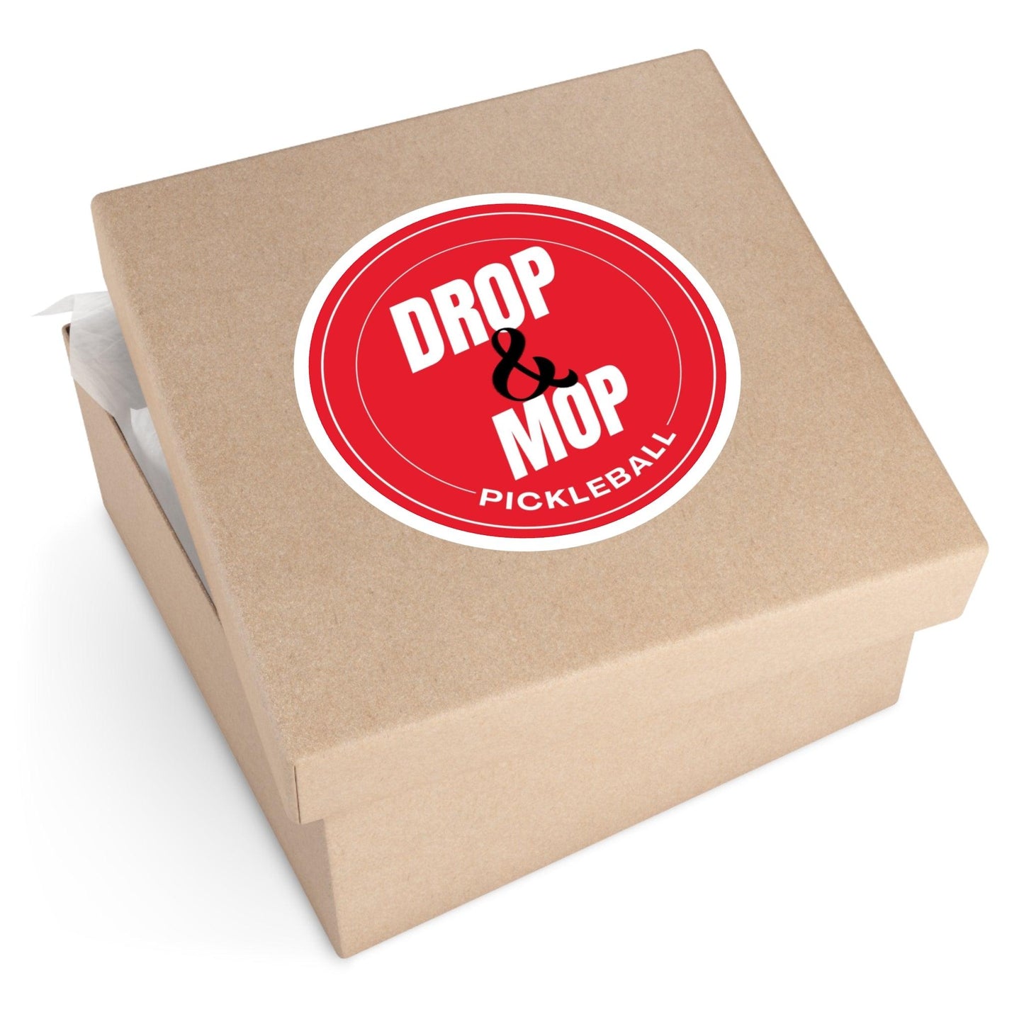 "Drop & Mop" Round Pickleball Stickers - Durable Vinyl for Indoor & Outdoor Use - 5 Sizes Available
