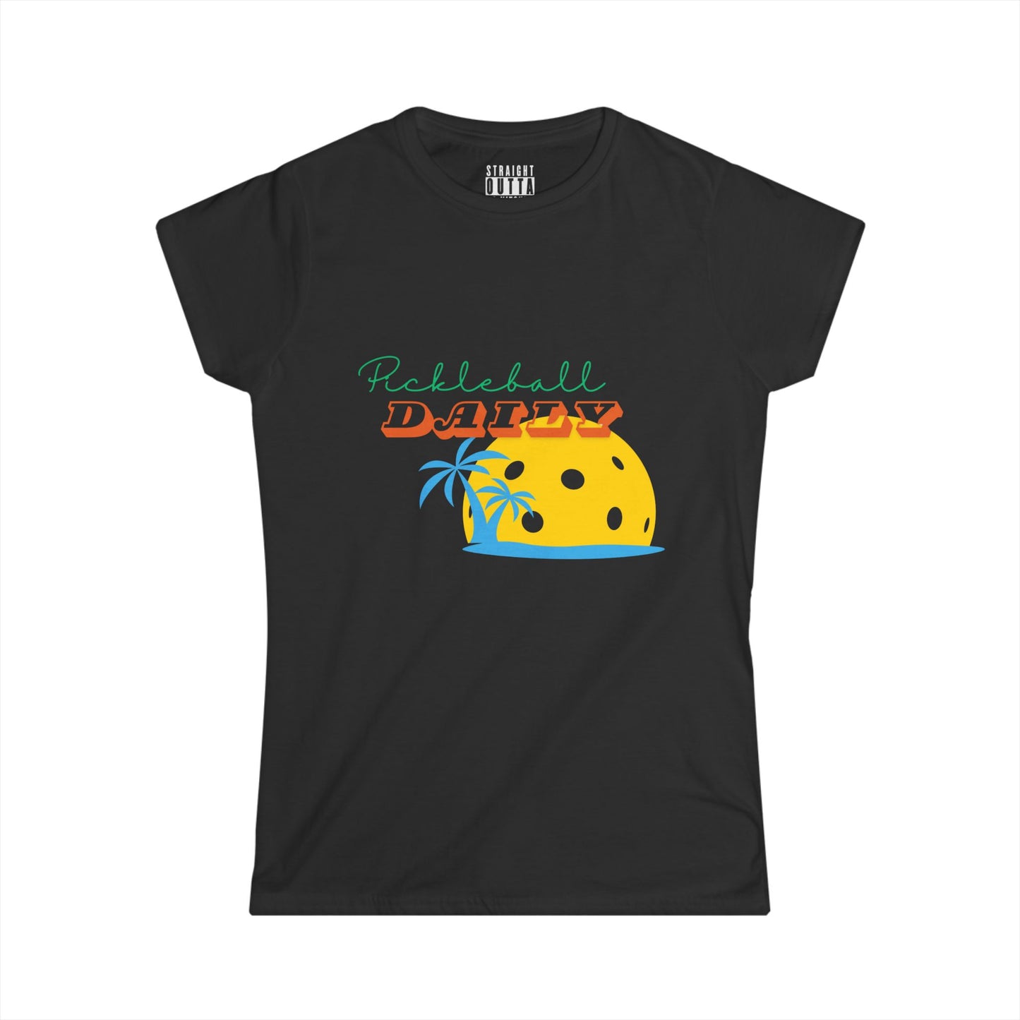 "Pickleball Daily" Women's Softstyle T-Shirt – Premium Cotton, 14 Colors, S-XXL