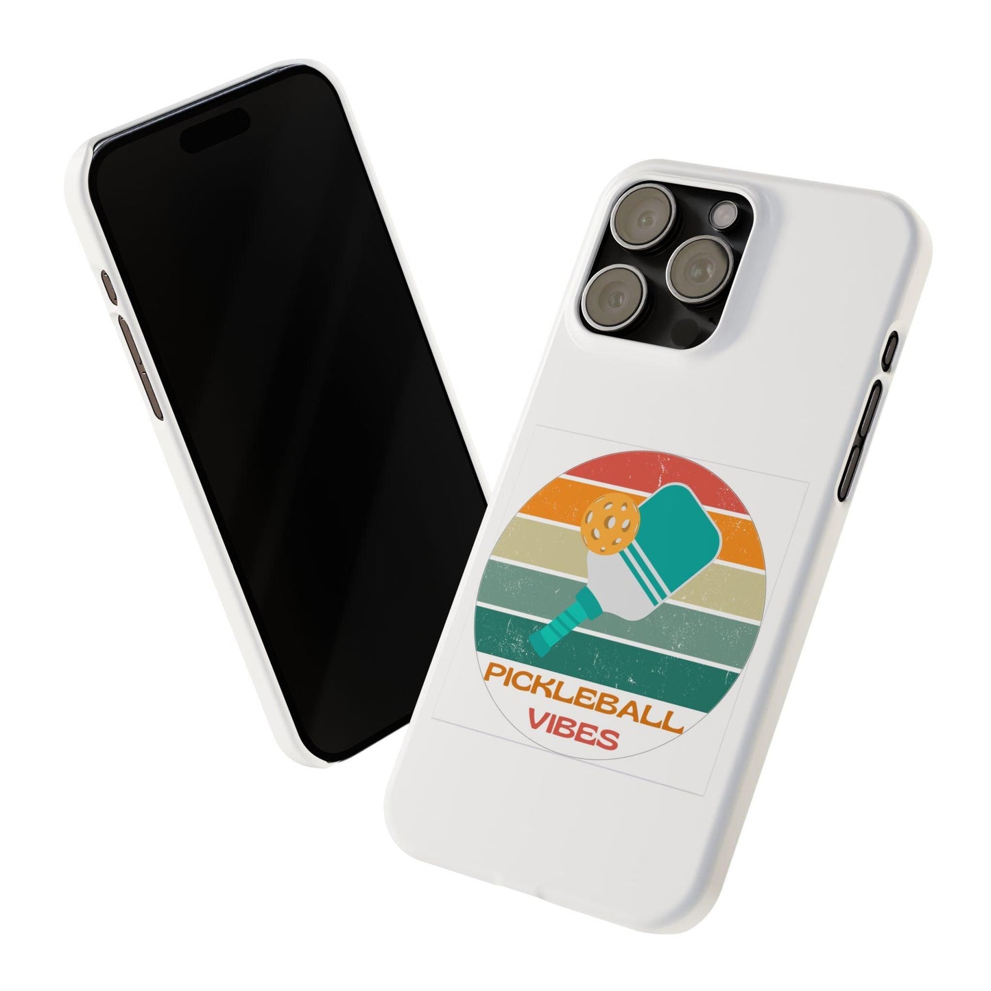 "Pickleball Vibes" Pickleball Slim Phone Case | White | Fits iPhone 15 and iPhone 14 Models