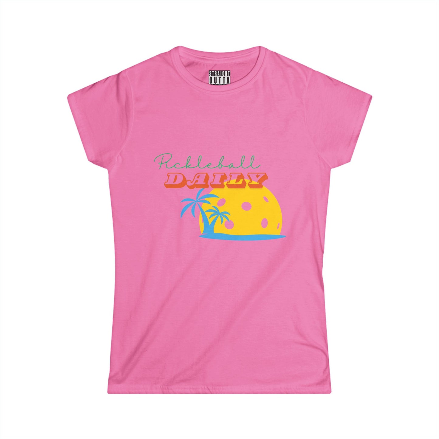 "Pickleball Daily" Women's Softstyle T-Shirt – Premium Cotton, 14 Colors, S-XXL
