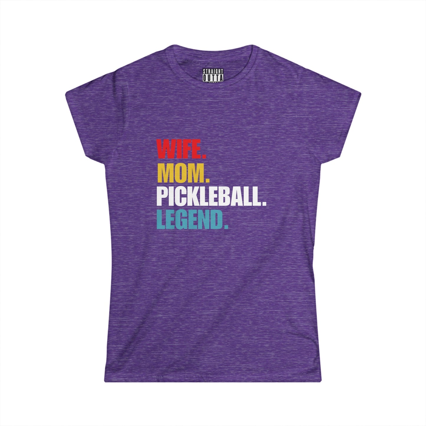 "Wife.  Mom.  Pickleball Legend" Women's Softstyle T-Shirt – Premium Cotton, 13 Colors, S-XXL