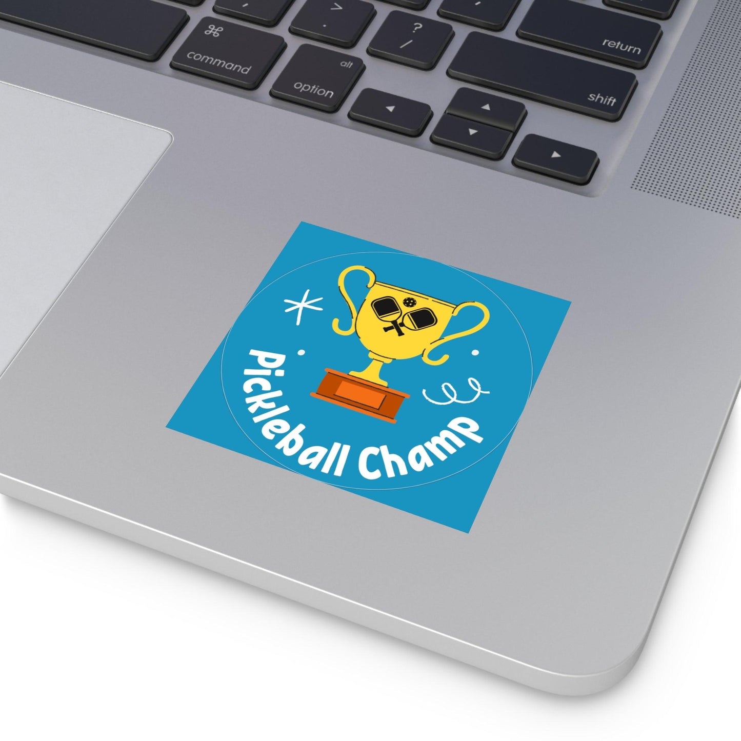 "Pickleball Champ" Square Pickleball Stickers, Indoor\Outdoor, 5 Sizes