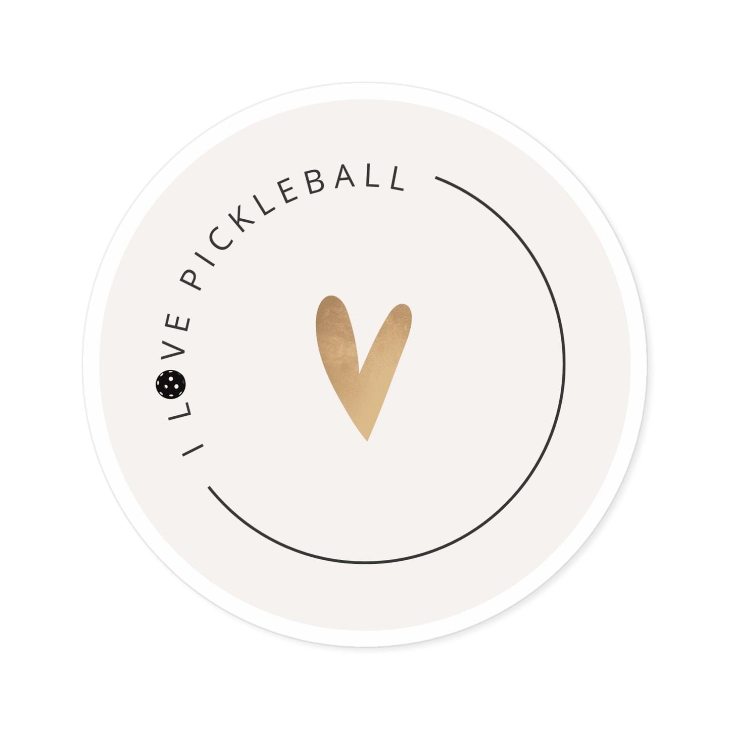 "I Love Pickleball" Round Pickleball Stickers - Durable Vinyl for Indoor & Outdoor Use - 5 Sizes Available