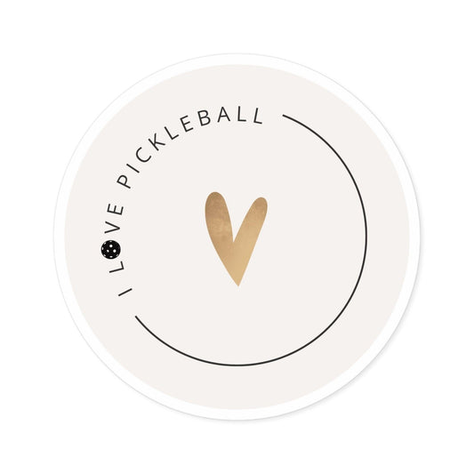 "I Love Pickleball" Round Pickleball Stickers - Durable Vinyl for Indoor & Outdoor Use - 5 Sizes Available