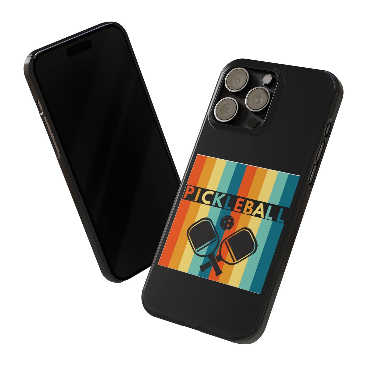 "Pickleball" Slim Phone Case | Black | Fits iPhone 15 and iPhone 14 Models
