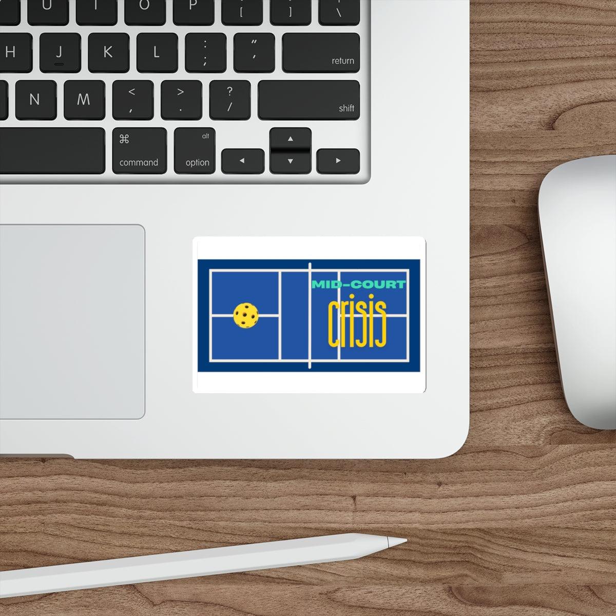 "Mid-Court Crisis" Die-Cut Pickleball Stickers - Durable Vinyl for Indoor & Outdoor Use - 5 Sizes Available
