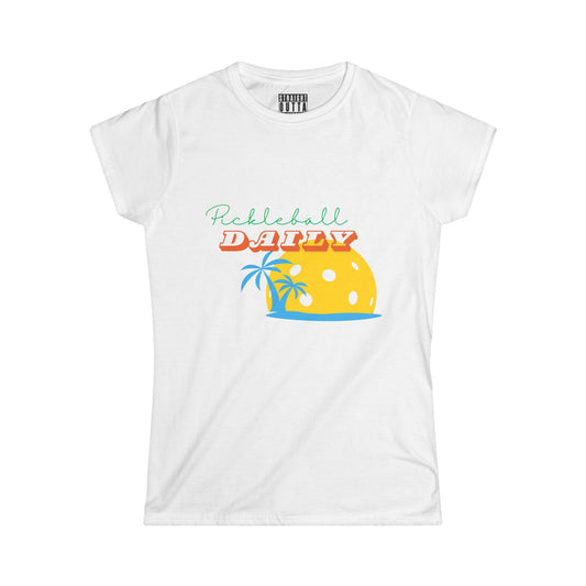 "Pickleball Daily" Women's Softstyle T-Shirt – Premium Cotton, 14 Colors, S-XXL