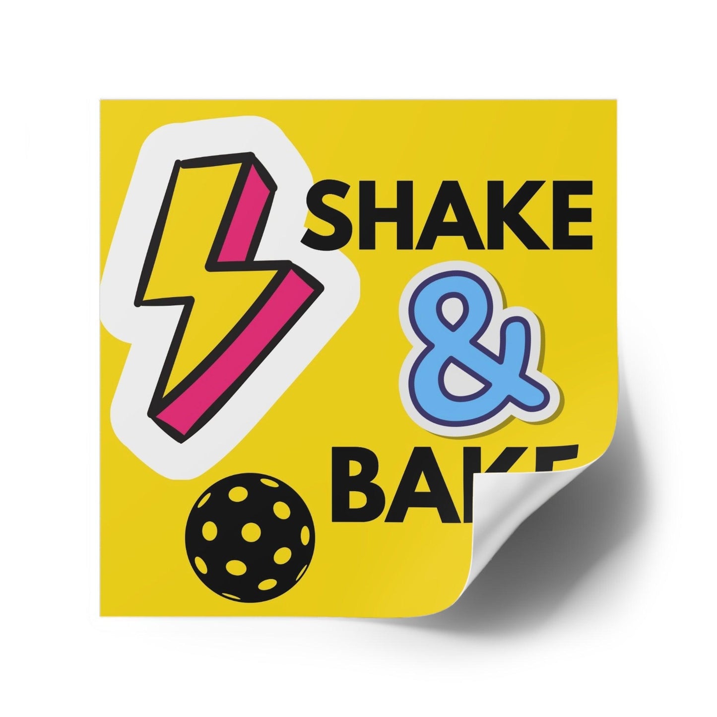 "Shake & Bake" Square Pickleball Stickers, Indoor\Outdoor, 5 Sizes