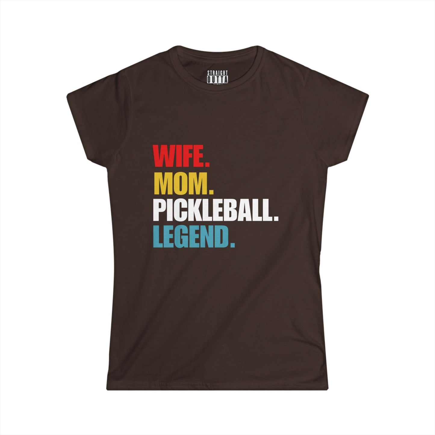"Wife.  Mom.  Pickleball Legend" Women's Softstyle T-Shirt – Premium Cotton, 13 Colors, S-XXL