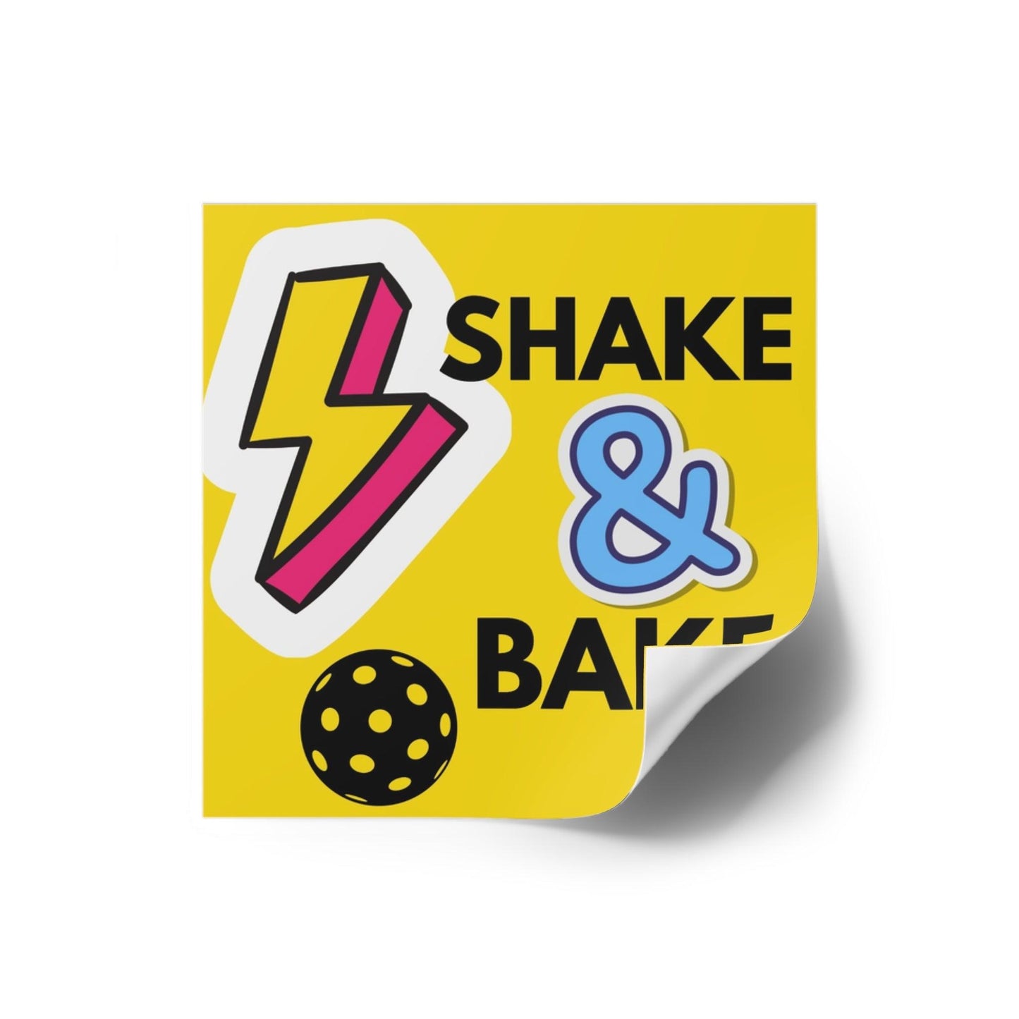 "Shake & Bake" Square Pickleball Stickers, Indoor\Outdoor, 5 Sizes