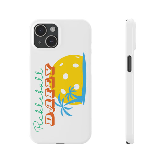 "Pickleball Daily" Slim Phone Case | White | Fits iPhone 15 and iPhone 14 Models