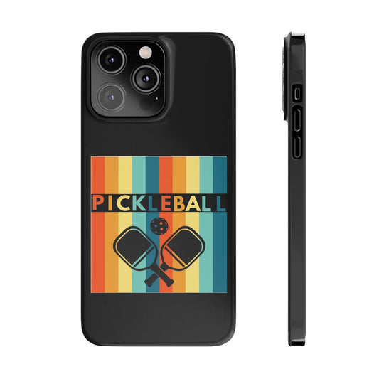 "Pickleball" Slim Phone Case | Black | Fits iPhone 15 and iPhone 14 Models