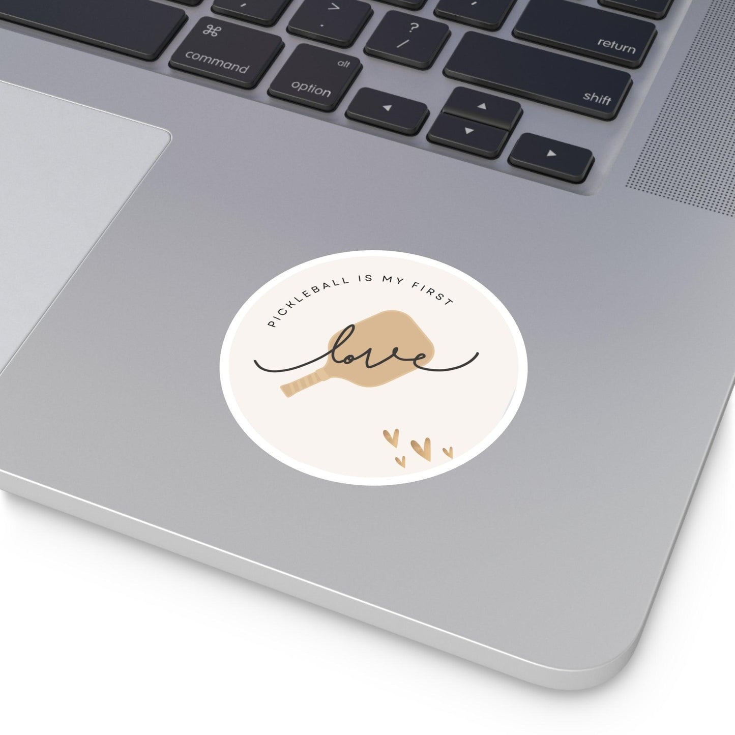 "Pickleball is my First Love" Round Pickleball Stickers - Durable Vinyl for Indoor & Outdoor Use - 5 Sizes Available