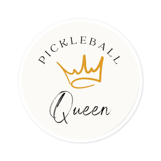 "Pickleball Queen" Round Pickleball Stickers - Durable Vinyl for Indoor & Outdoor Use - 5 Sizes Available