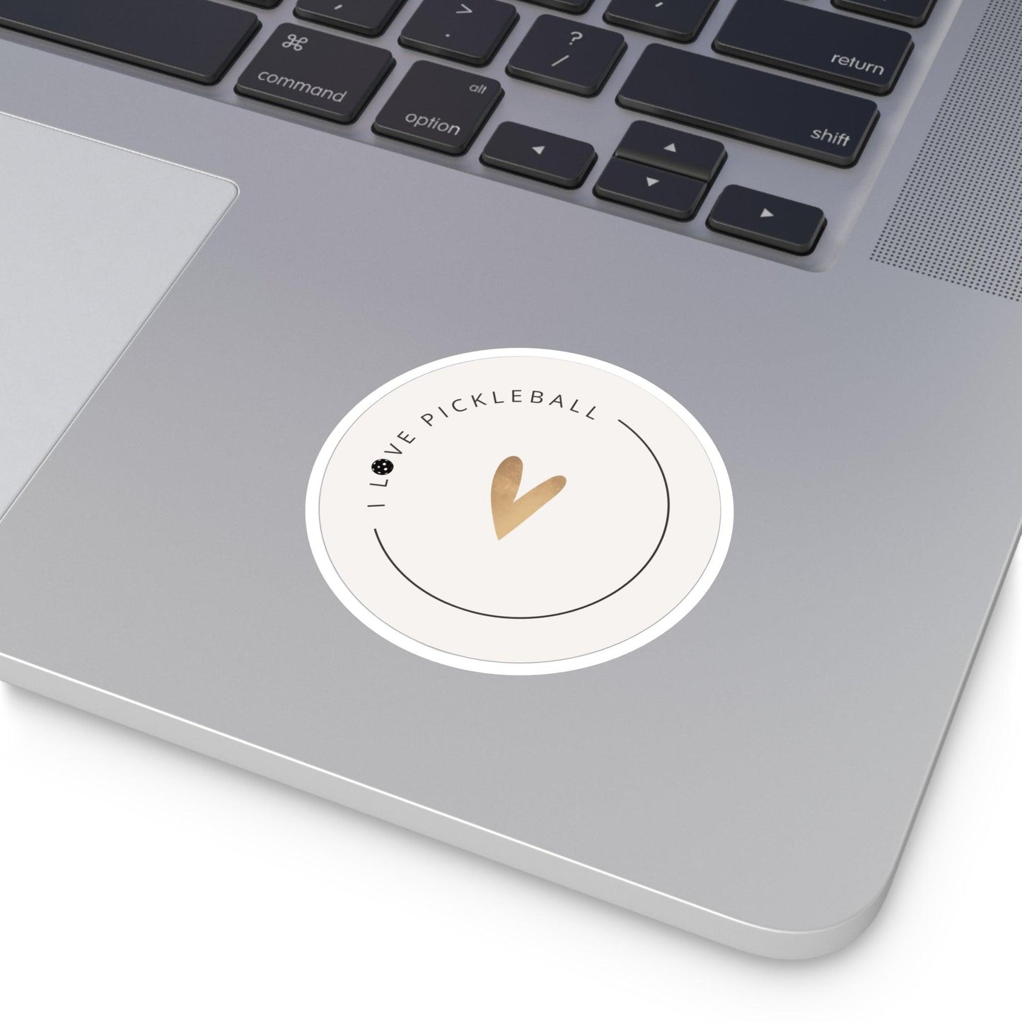 "I Love Pickleball" Round Pickleball Stickers - Durable Vinyl for Indoor & Outdoor Use - 5 Sizes Available