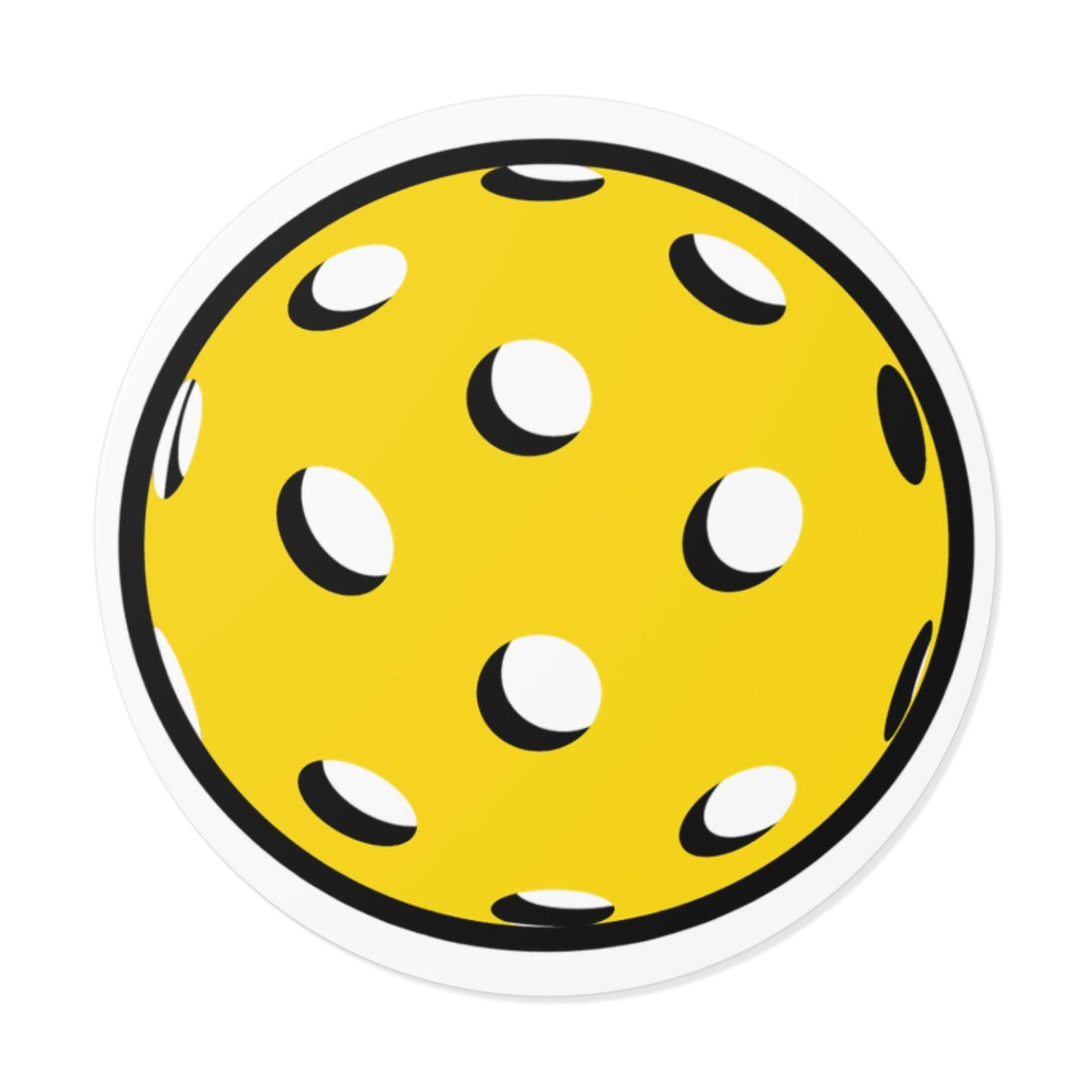 Round Yellow Pickleball Stickers | 2" to 6" Vinyl Decals | Water-Resistant, Scratch-Proof, Easy-Peel