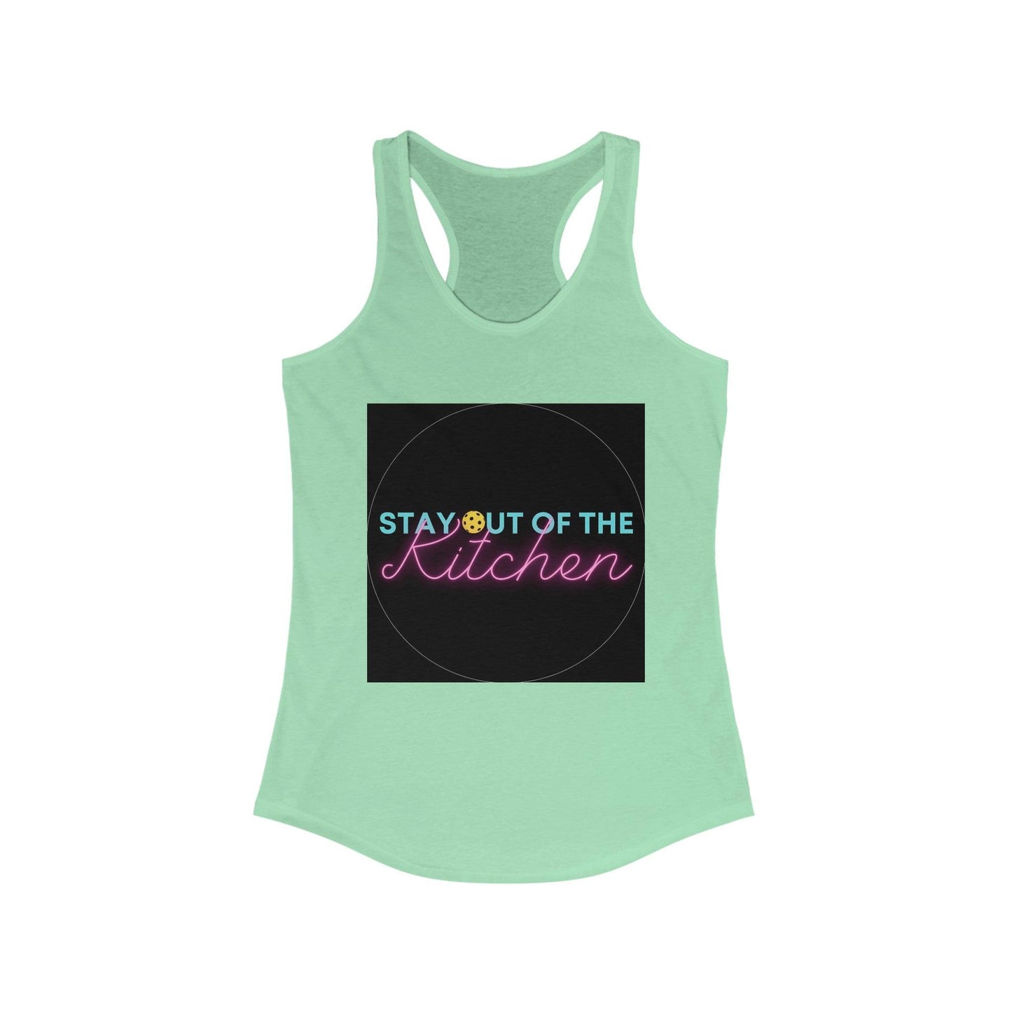 "Stay Out of The Kitchen" Women's Ideal Racerback Pickleball Tank | Lightweight for Active Pickleball Lifestyle | 6 Sizes, 17 Colors