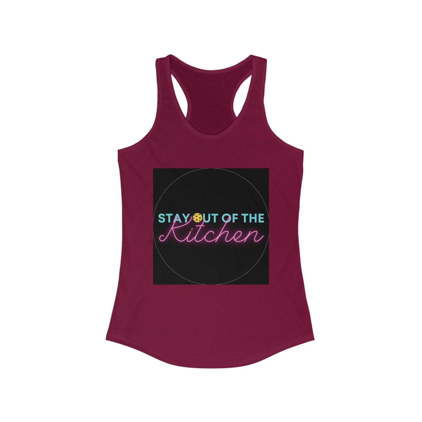 "Stay Out of The Kitchen" Women's Ideal Racerback Pickleball Tank | Lightweight for Active Pickleball Lifestyle | 6 Sizes, 17 Colors