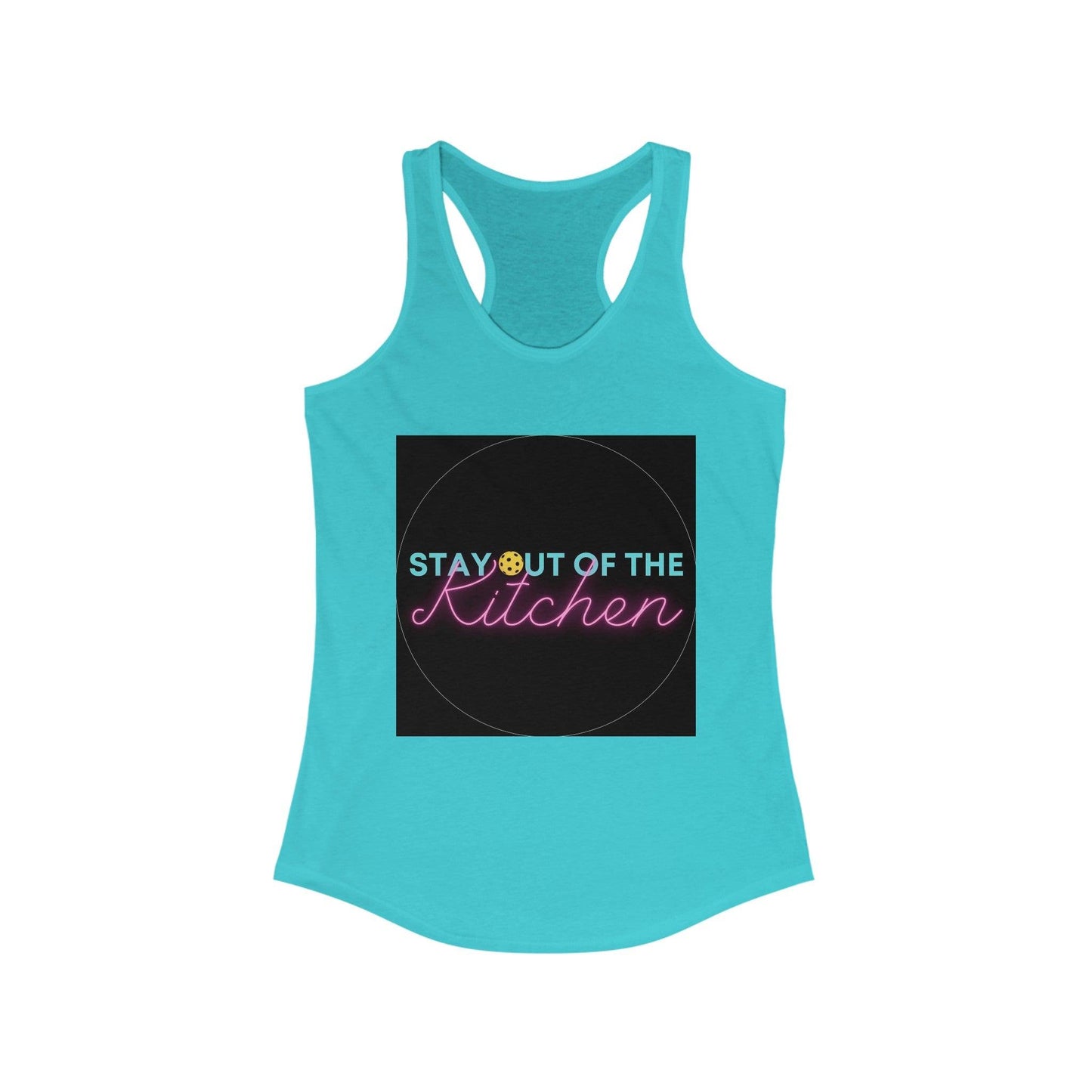 "Stay Out of The Kitchen" Women's Ideal Racerback Pickleball Tank | Lightweight for Active Pickleball Lifestyle | 6 Sizes, 17 Colors