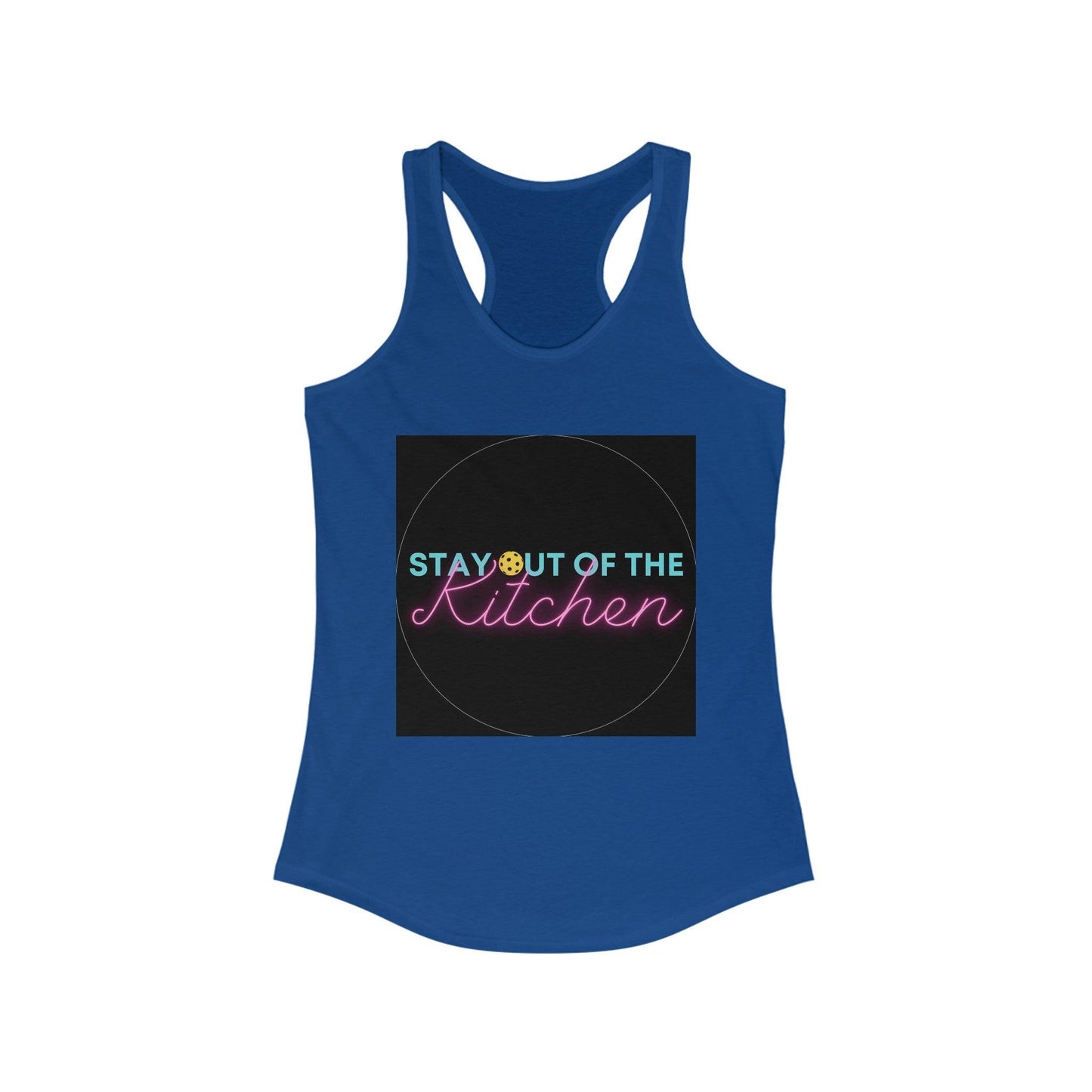 "Stay Out of The Kitchen" Women's Ideal Racerback Pickleball Tank | Lightweight for Active Pickleball Lifestyle | 6 Sizes, 17 Colors