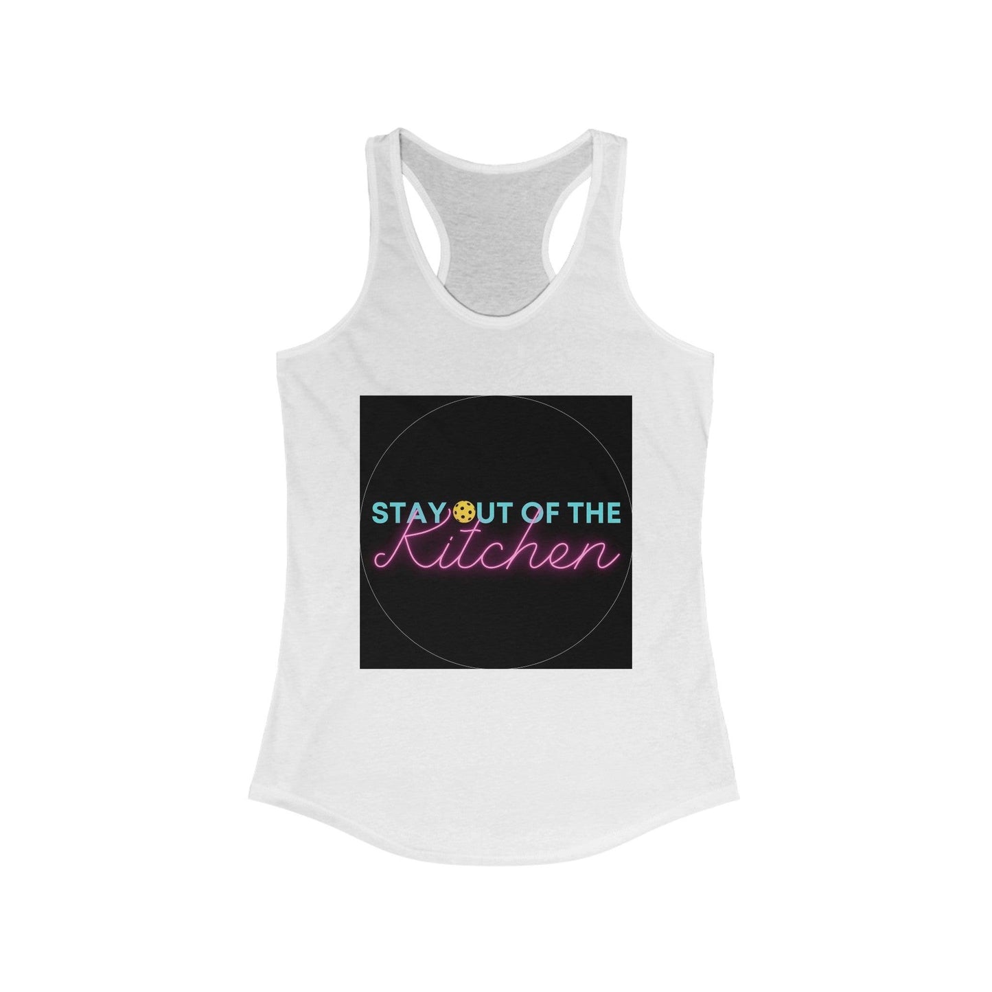 "Stay Out of The Kitchen" Women's Ideal Racerback Pickleball Tank | Lightweight for Active Pickleball Lifestyle | 6 Sizes, 17 Colors