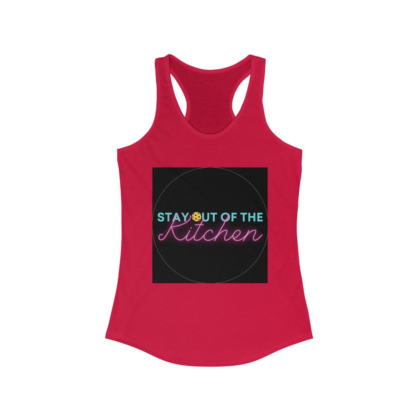 "Stay Out of The Kitchen" Women's Ideal Racerback Pickleball Tank | Lightweight for Active Pickleball Lifestyle | 6 Sizes, 17 Colors