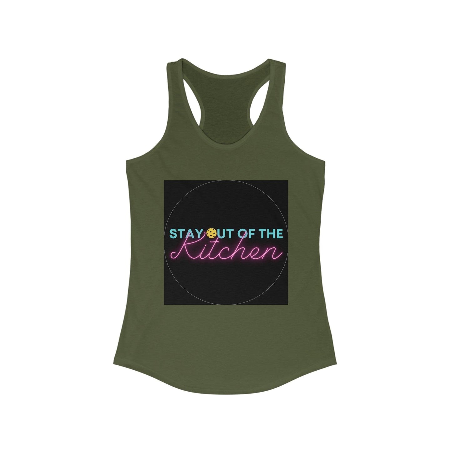"Stay Out of The Kitchen" Women's Ideal Racerback Pickleball Tank | Lightweight for Active Pickleball Lifestyle | 6 Sizes, 17 Colors