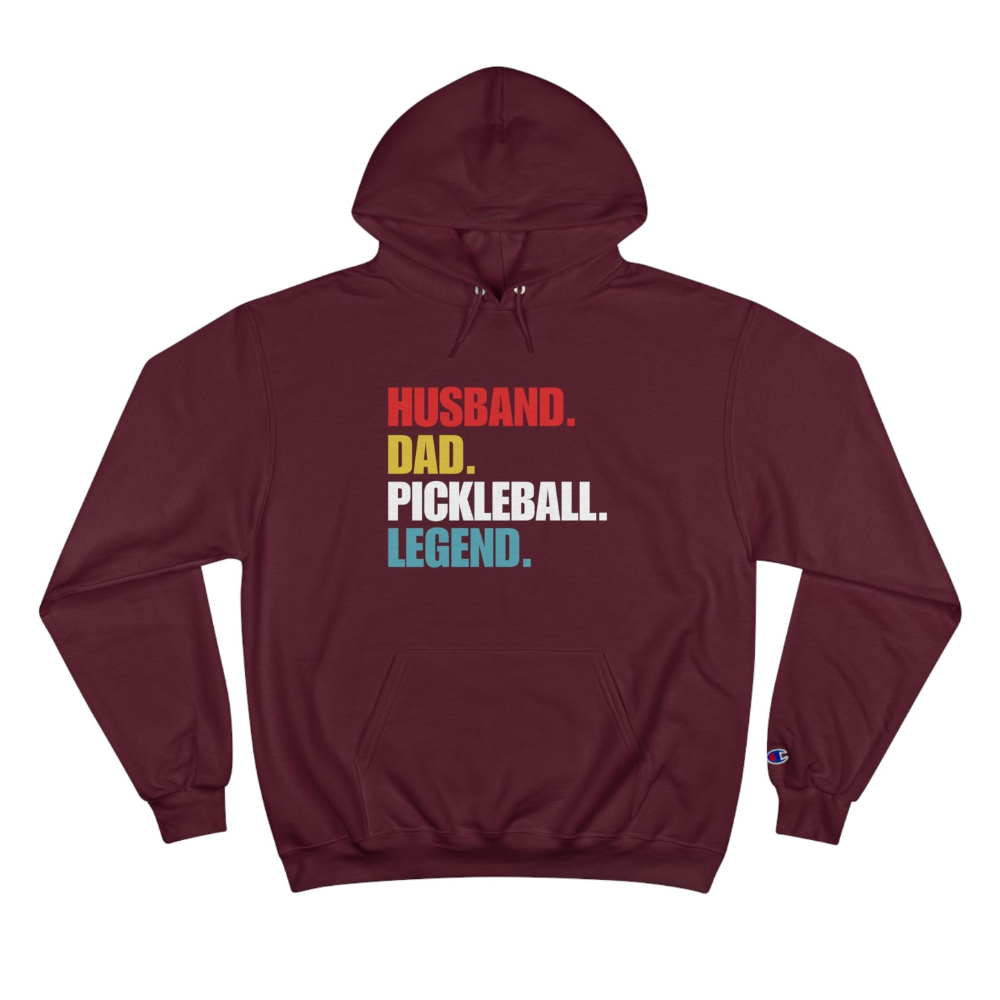 "Husband.  Dad.  Pickleball Legend" Pickleball Men's Champion Hoodie | 10 Colors, S to 3XL