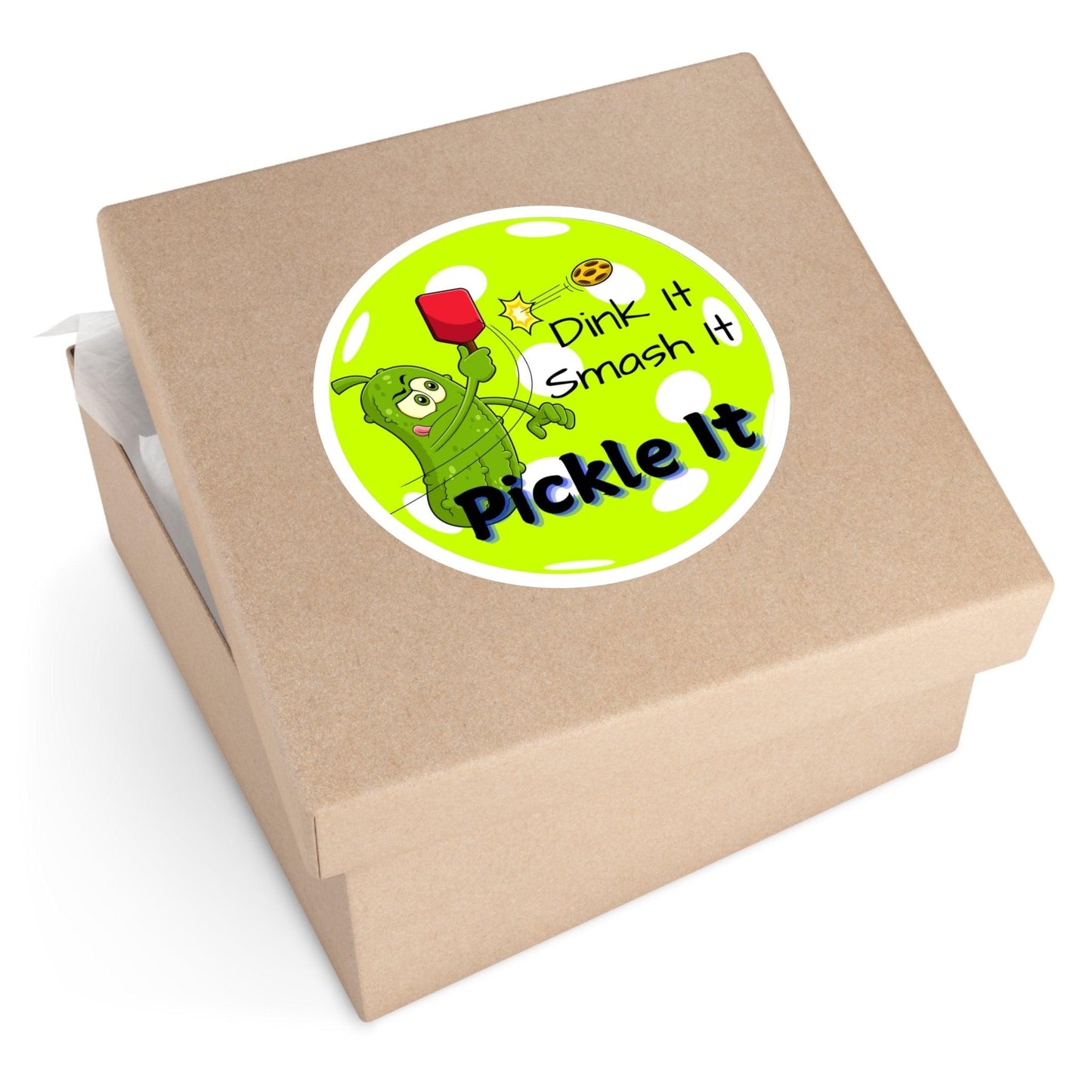 "Dink It - Smash It - Pickle It" Round Pickleball Stickers - Durable Vinyl for Indoor & Outdoor Use - 5 Sizes Available