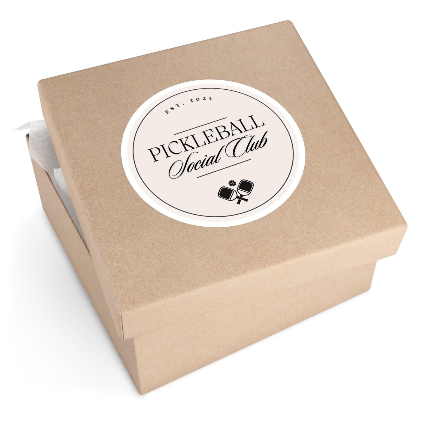 "Pickleball Social Club" Round Pickleball Stickers - Durable Vinyl for Indoor & Outdoor Use - 5 Sizes Available