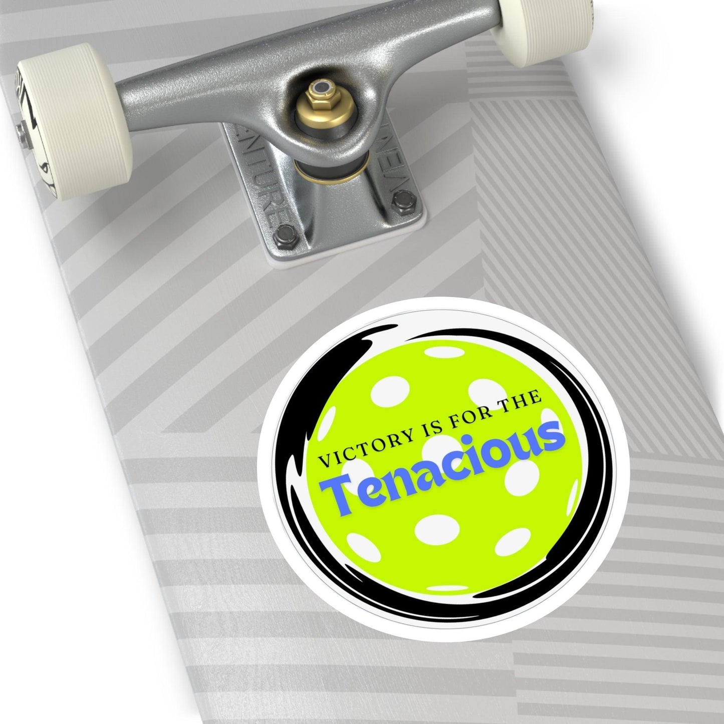 "Victory is for the Tenacious" Round Pickleball Stickers - Durable Vinyl for Indoor & Outdoor Use - 5 Sizes Available