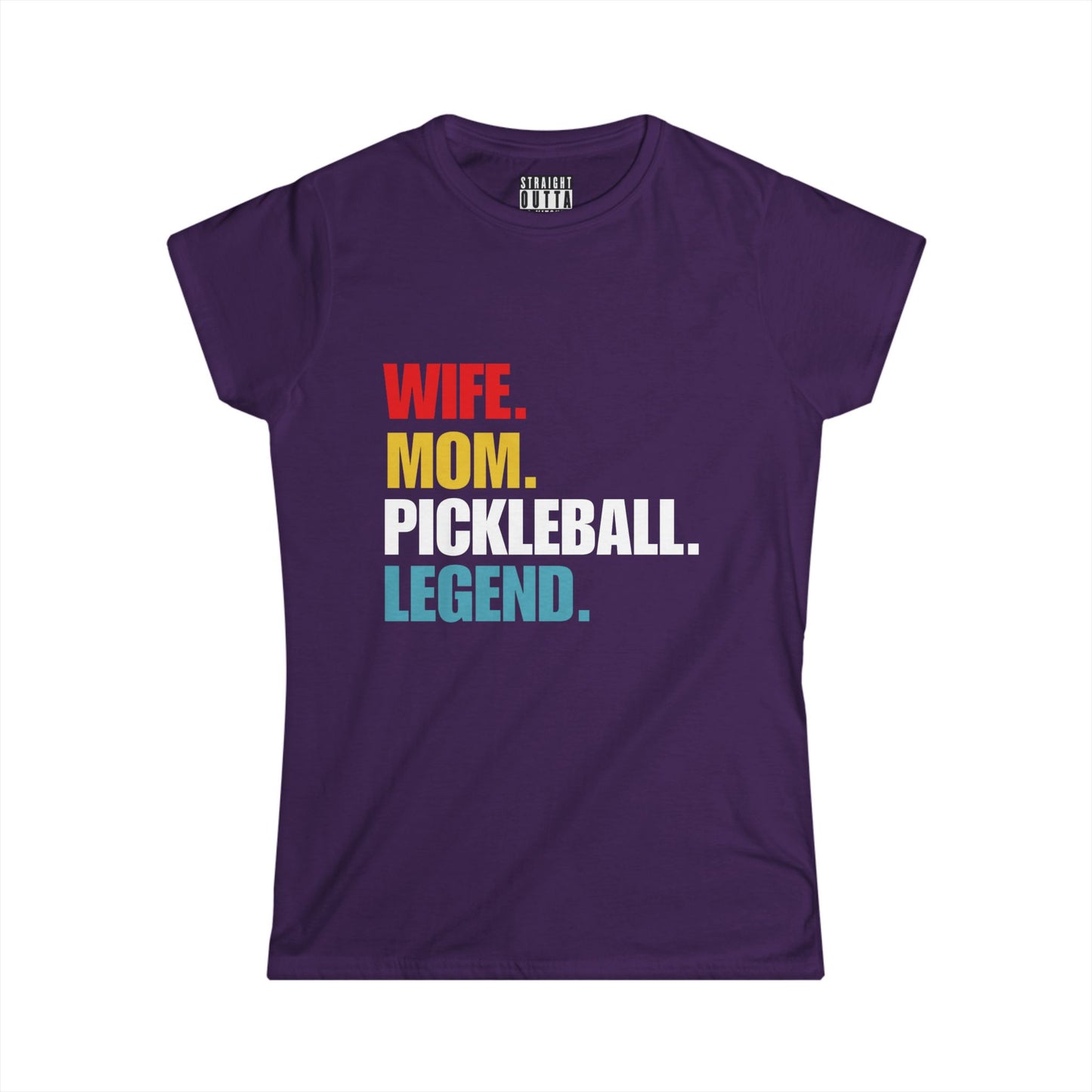 "Wife.  Mom.  Pickleball Legend" Women's Softstyle T-Shirt – Premium Cotton, 13 Colors, S-XXL