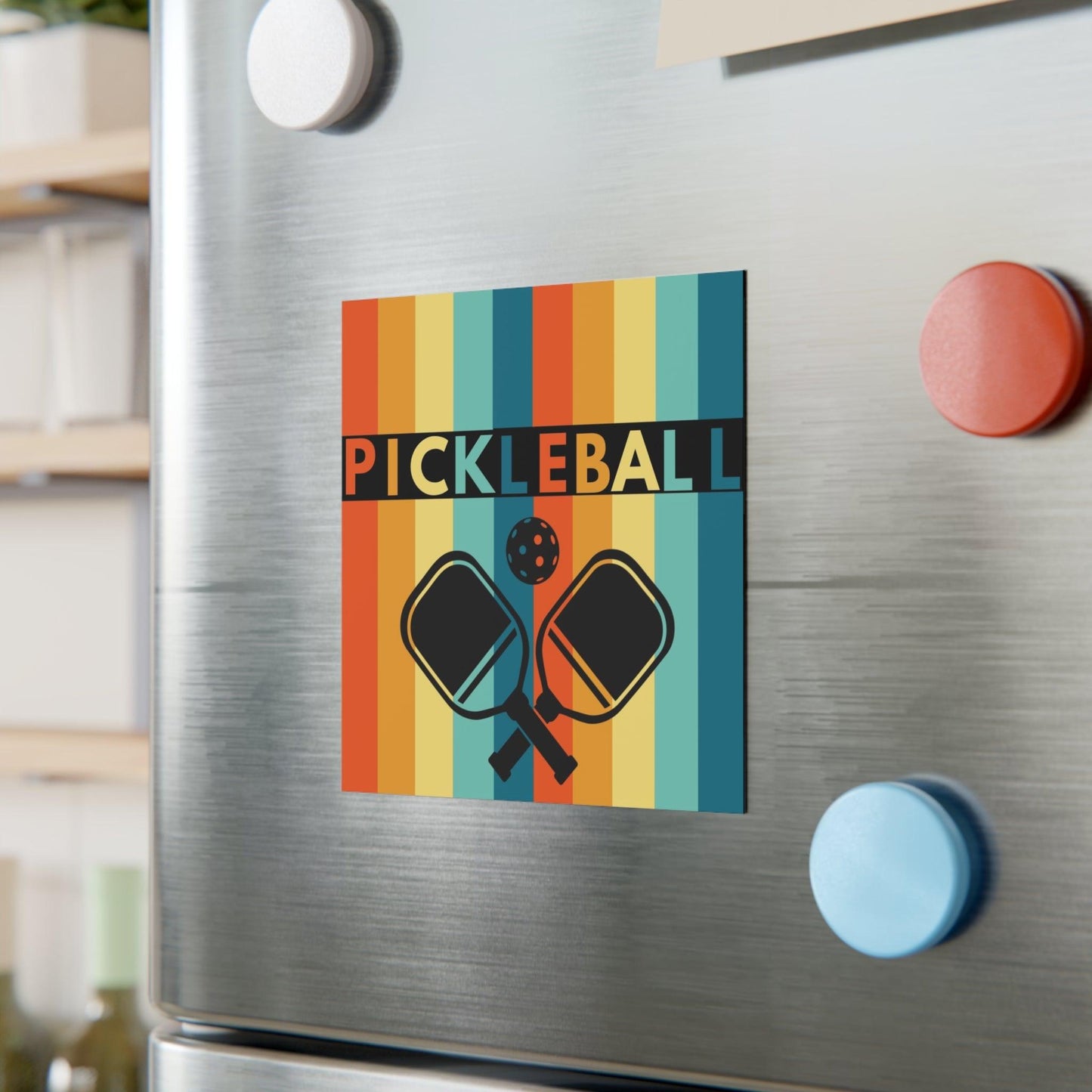 "Pickleball" Square Pickleball Magnets, Indoor\Outdoor, 2 Sizes