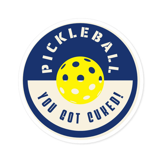 "Pickleball - You Got Cuked!" Round Pickleball Stickers - Durable Vinyl for Indoor & Outdoor Use - 5 Sizes Available