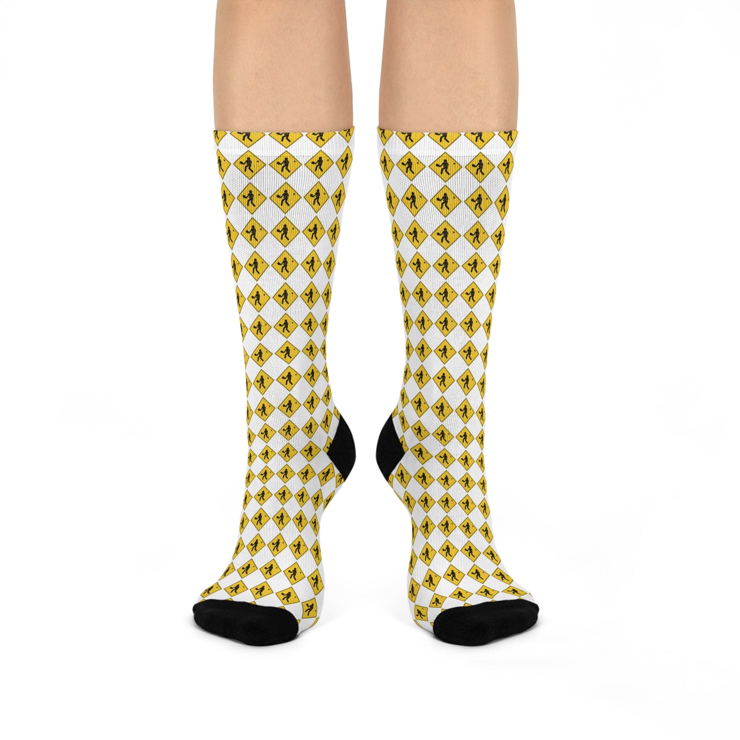 Pickleball Road Sign Cushioned Crew Socks
